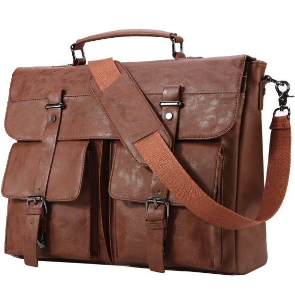 17.3 Inch Vintage PU Leather Laptop Bag Briefcase Satchel