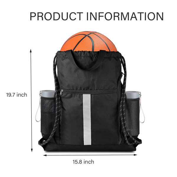 Drawstring Backpack With Shoe Compartment and Water Bottle
