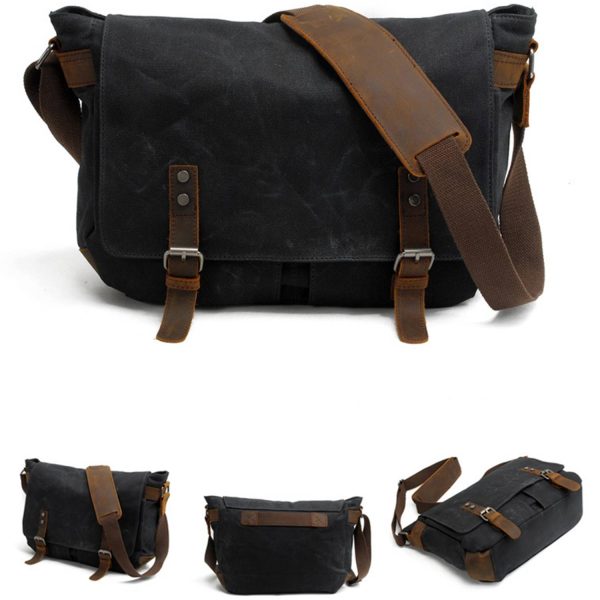 Casual canvas men's cross-body bag