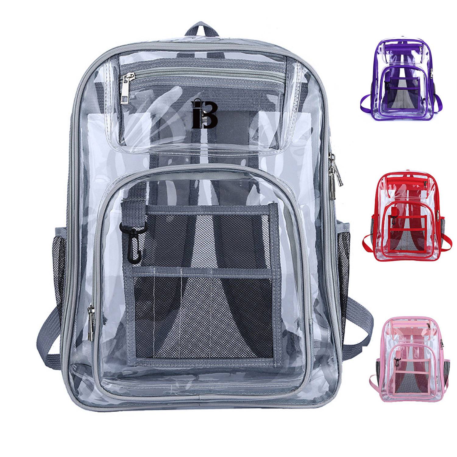 PVC transparent fashion backpack with teenager