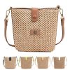 Summer Straw Women Woven Crossbody Bucket Bag
