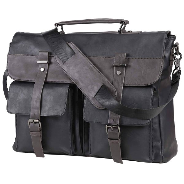 17.3 Inch Vintage PU Leather Laptop Bag Briefcase Satchel