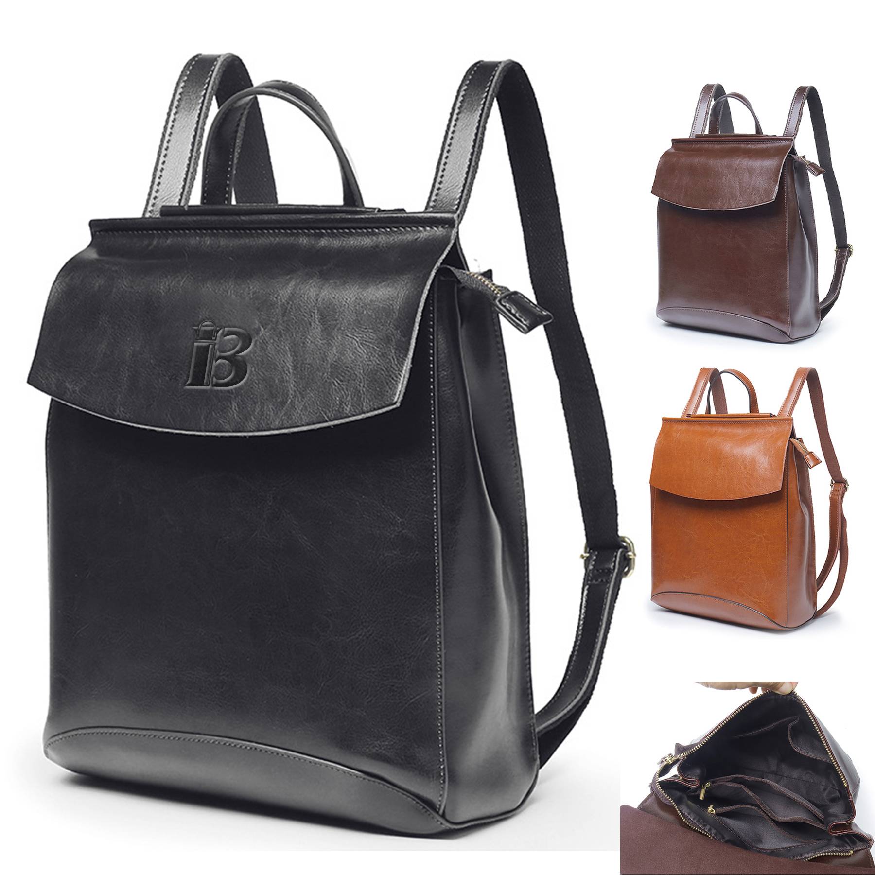 Genuine leather women's bag backpack