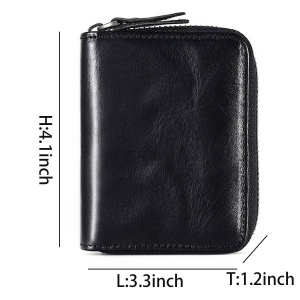 Genuine Leather Multi Card Organizer Wallet with Zipper