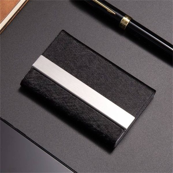 Stainless steel PU business card holder