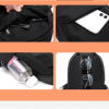 Nylon Small Black Sling Crossbody Bag With USB Charging Port