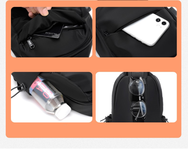 Nylon Small Black Sling Crossbody Bag With USB Charging Port