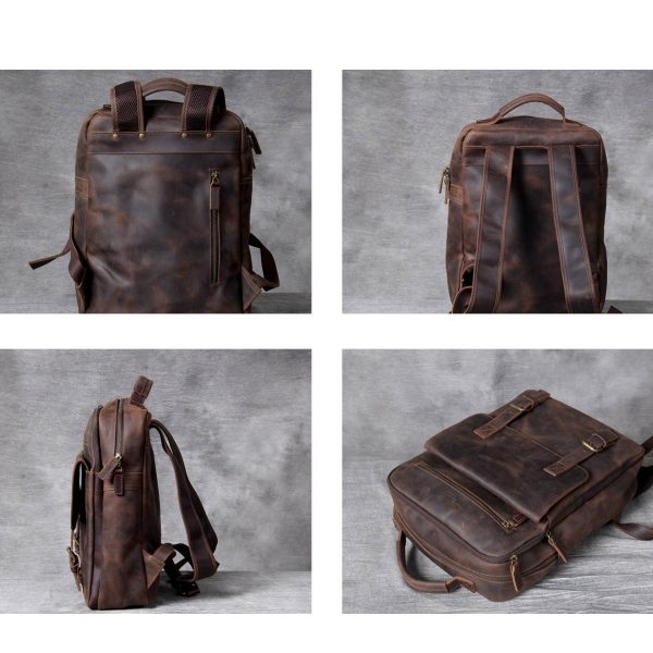 Vintage Genuine Leather Laptop Men Backpack