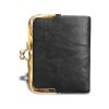 Genuine leather Ladies Coin Purse With Zipper and Kiss Lock