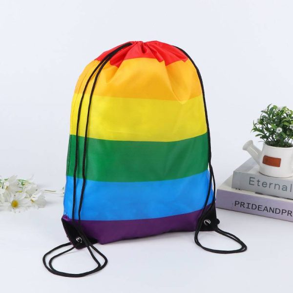Polyester Rainbow Drawstring Bag