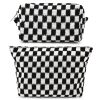 Wool Large Checkered Cosmetic Storage Bag with High Capacity