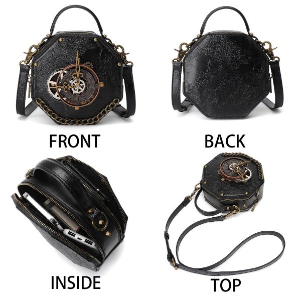 PU Punk industrial vintage style women's shoulder bag