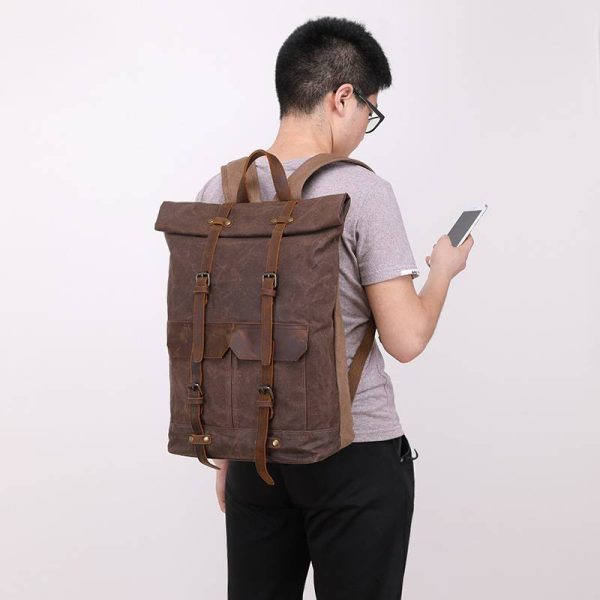 Waterproof Waxed Canvas Backpack for Men