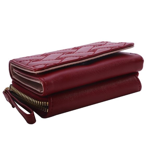Cute Love-Embroidered Trifold Wallet