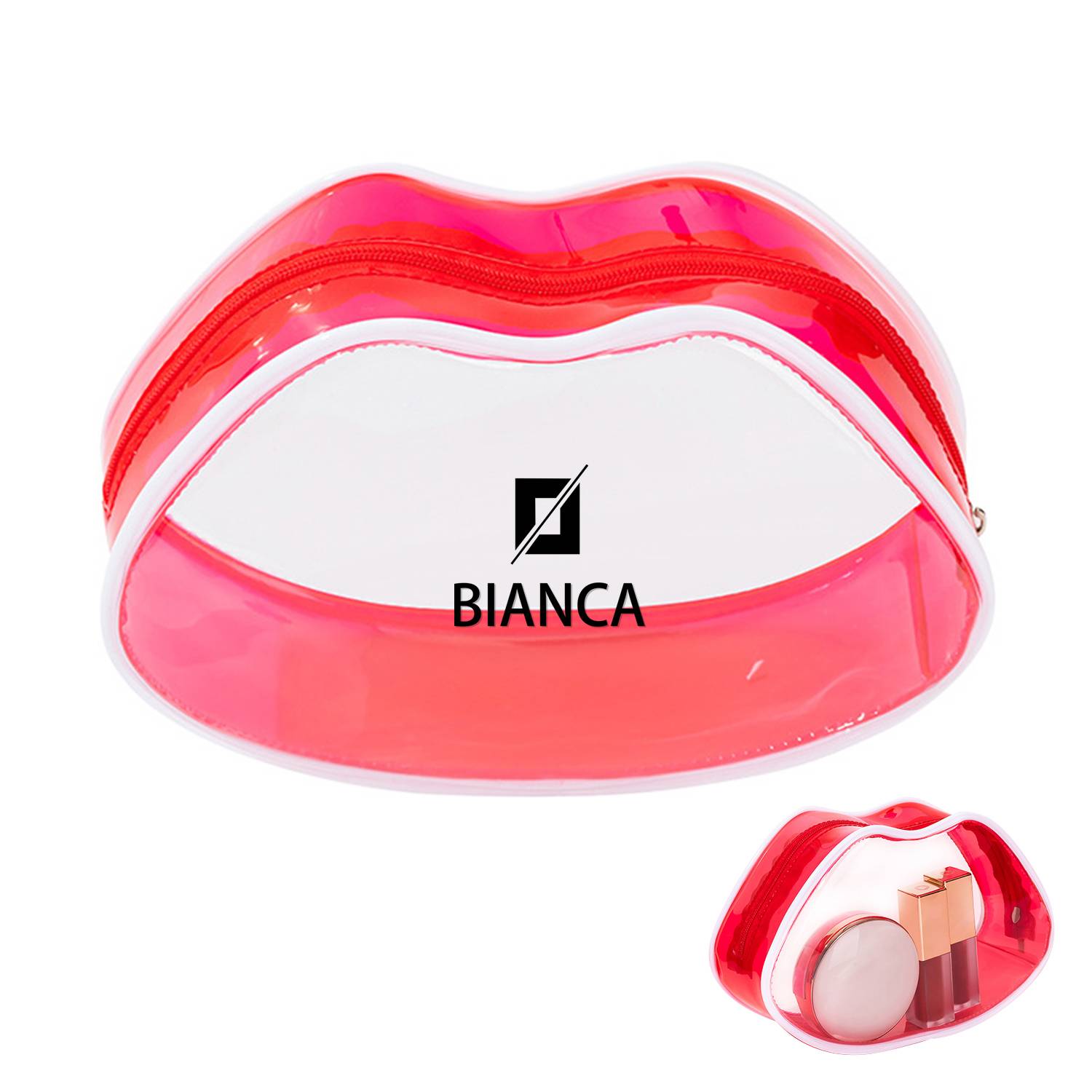 Transparent Waterproof Pvc Makeup New Red Lip Bag