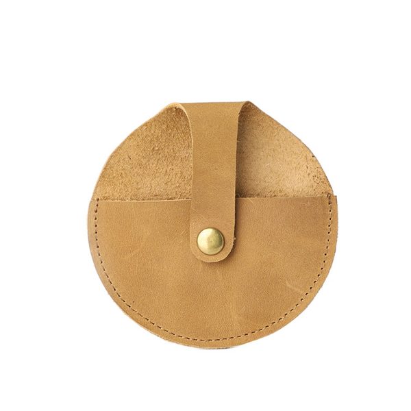 Genuine Leather Round vintage coin storage bag