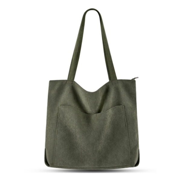 Women's Large Corduroy Tote Handbag with Shoulder Strap