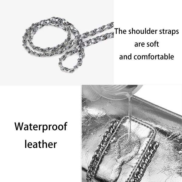 Genuine Leather cross-body metal chain messenger bag