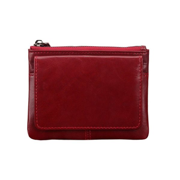Genuine Leather 2 Zipper Coin Purse Wallet