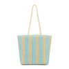 Women Beach Straw Striped Tote Bag