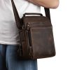 Large capacity genuine leather crossbody bag for men
