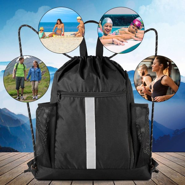 Drawstring Backpack With Shoe Compartment and Water Bottle