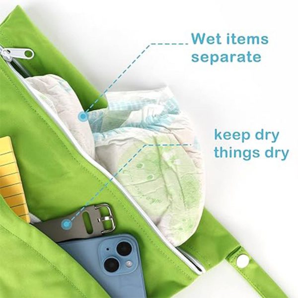 Baby Cloth Diaper Wet/Dry Bags with Two Zippered Pockets
