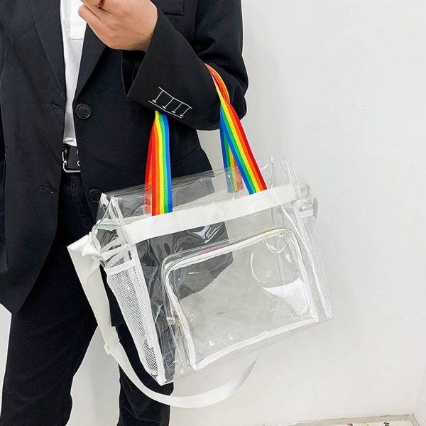 Transparent PVC tote fitness crossbody bag