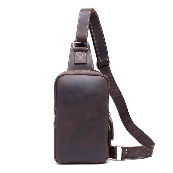 Genuine Leather Diagonal Shoulder Bag For Men