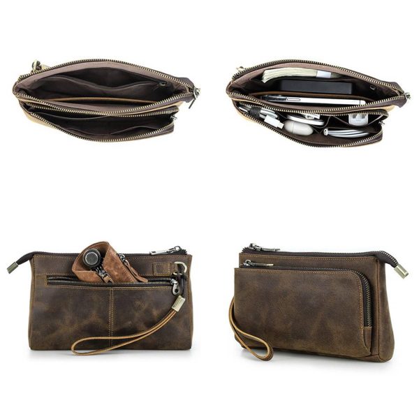 Leather Waterproof Small Vintage Storage Wallet Men Coffee