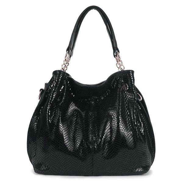 PU Leather Large Serpentine Handbag Tote Bag for women