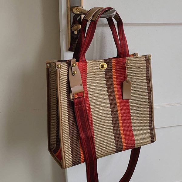 Canvas Tote Bag Vintage Stripe Customized for Women