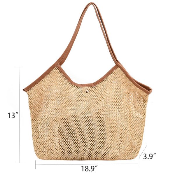 Jute Straw Woven Tote Bag, Handmade Weaving Shoulder Bag