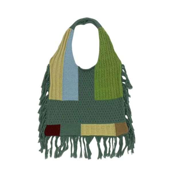 Polyester Multi-colored Knitted Tote Bag