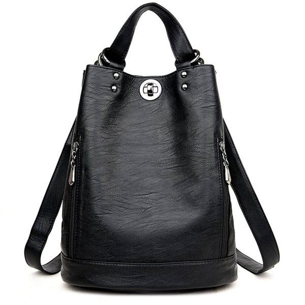 Pu high-capacity Bucket Backpack Women