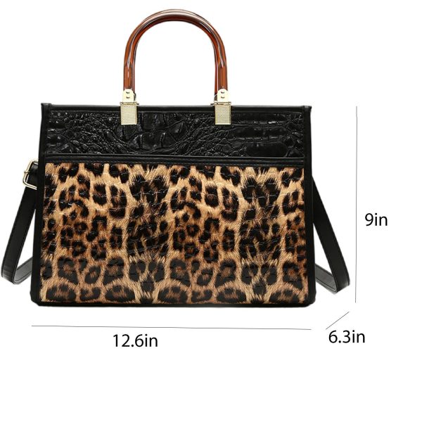 PU Leather Leopard Tote Crossbody Bag