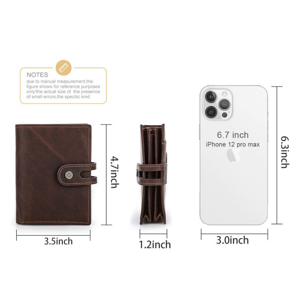 Genuine Leather RFID Automatic Anti theft Wallet Men Coffee