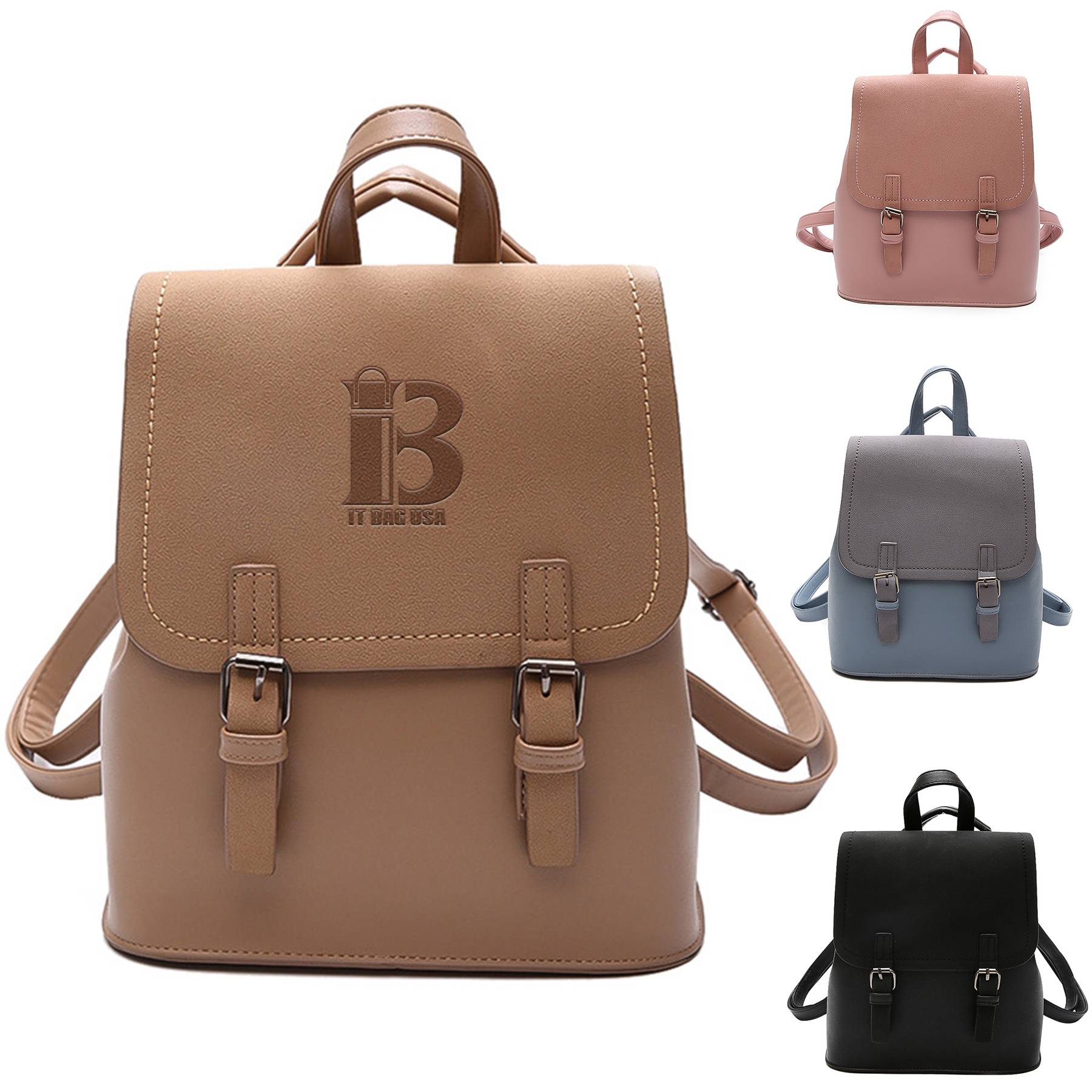 PU Leather Stylish Small Backpack Bag for Women