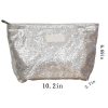 Customizable Silver cosmetic pouch
