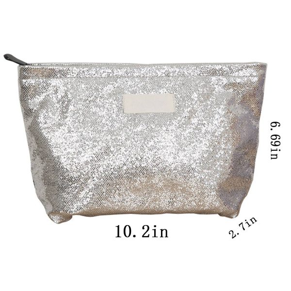 Customizable Silver cosmetic pouch