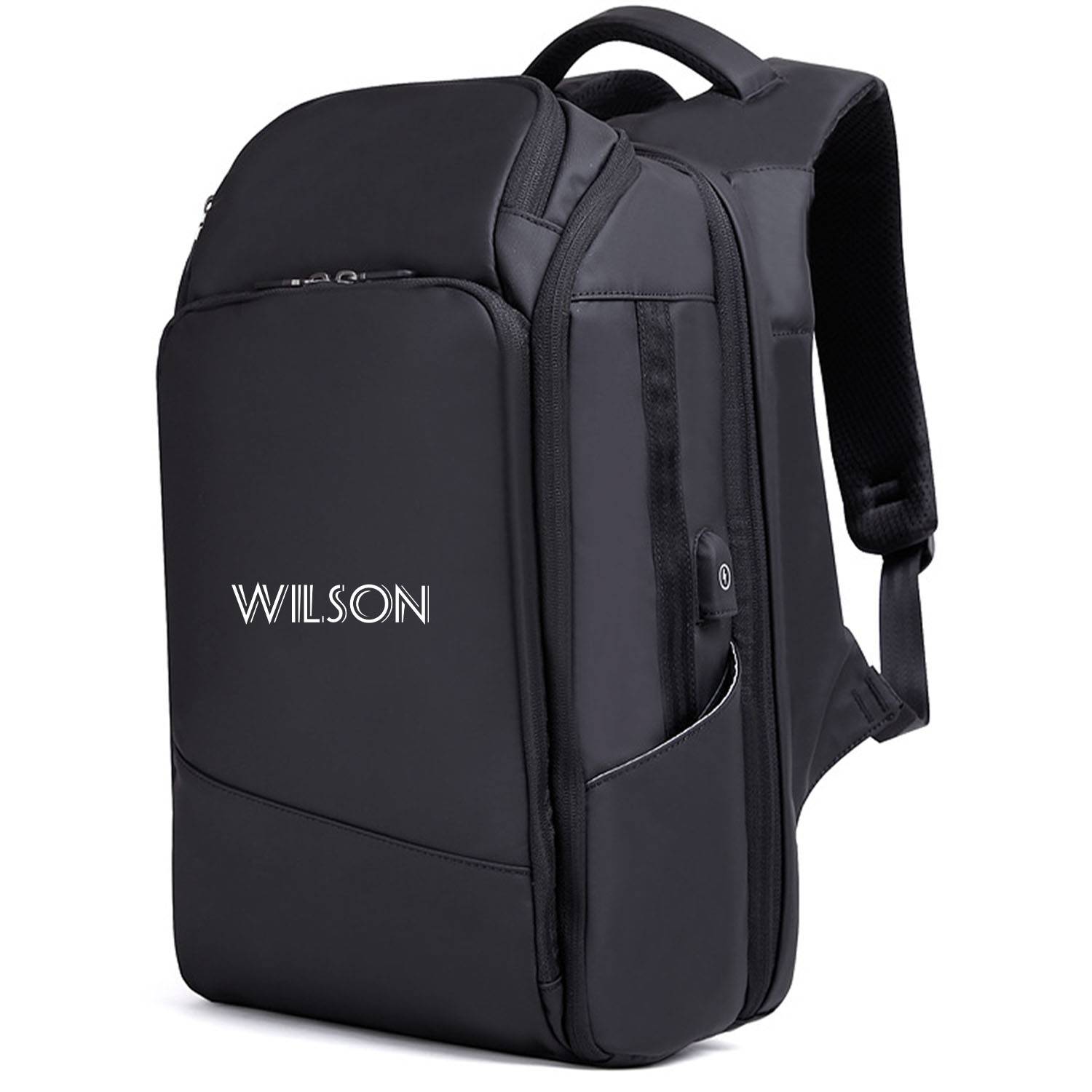 Nylon large capacity backpack with usb charging port