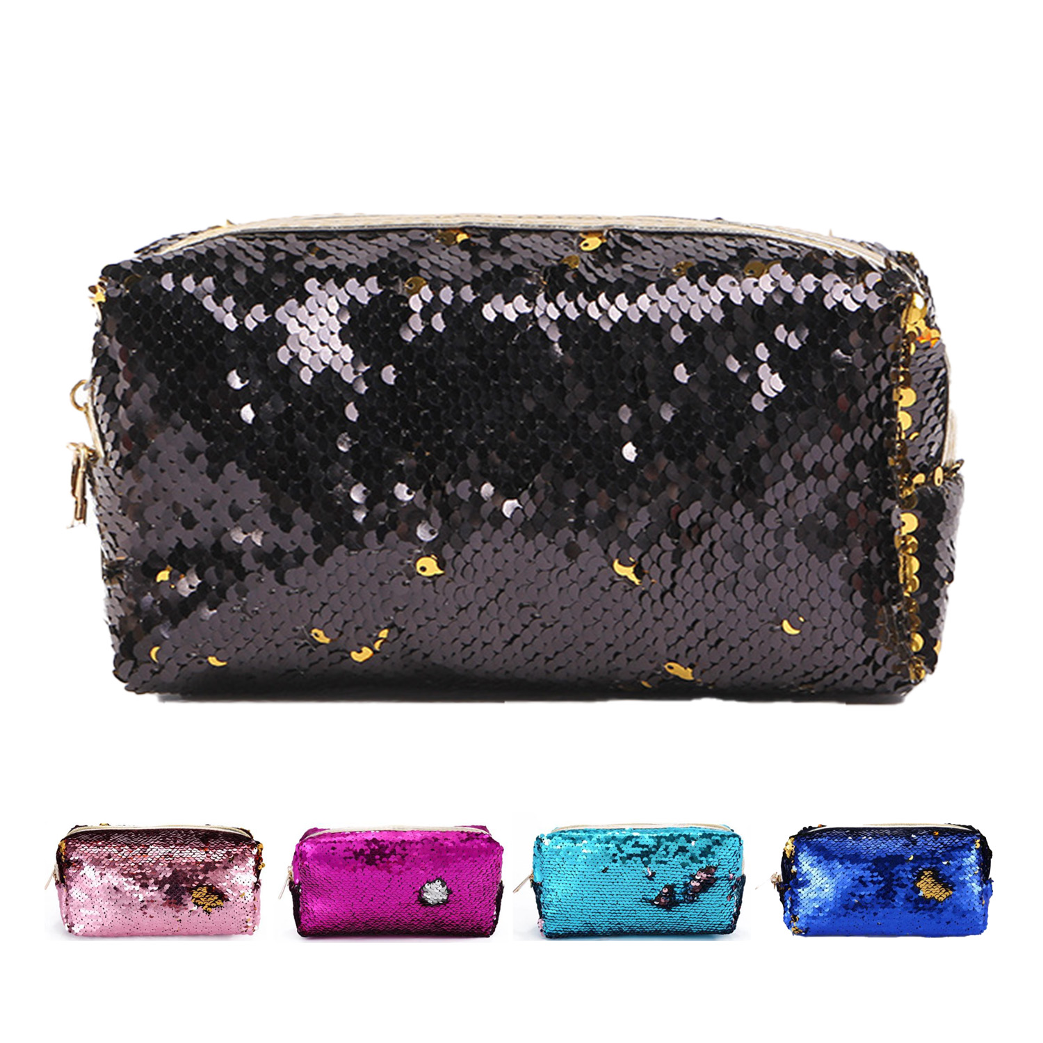 Mermaid Sequins Travel Makeup Cosmetic Bags Pouch
