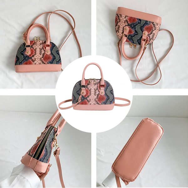 PU Contrasting snakeskin one-shoulder cross-body bag