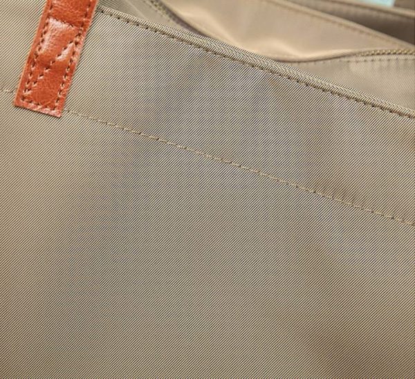 Leather Nylon Shoulder Tote Bag