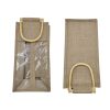 Wine Burlap Jute Tote Bag with Bamboo Handle