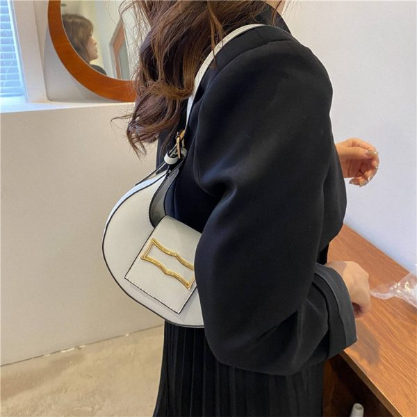 PU Leather Crescent Saddle Tote Bag