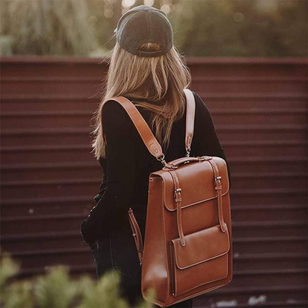 Laptop Backpack for Women PU Leather Bag