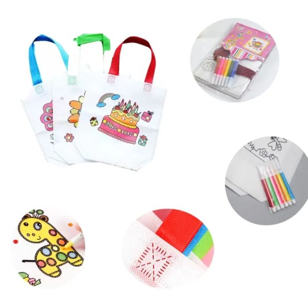 DIY Reusable Canvas color Doodle Bag for Kids