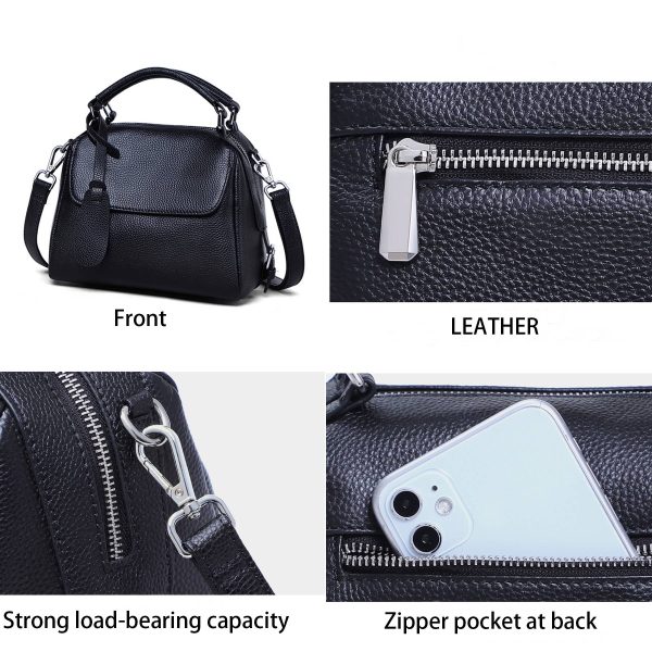 Genuine Leather Small Crossbody Satchel Handbag for Women