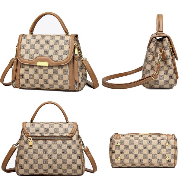 Pu Leather checkered portable Cross-body Bag Women